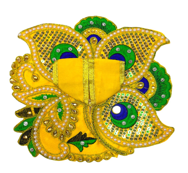 Laddu Gopal poshak/Dress | Bal Gopal Poshak Handmade Peacock Feather Embroidered Dress Size 0 to 6 - Achleshwar