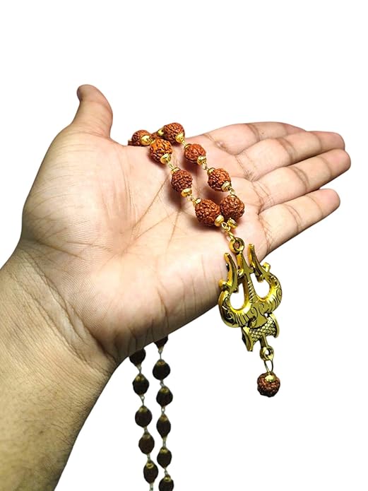 Achleshwar Rudraksha Mala Necklace with Trishool Pendant
