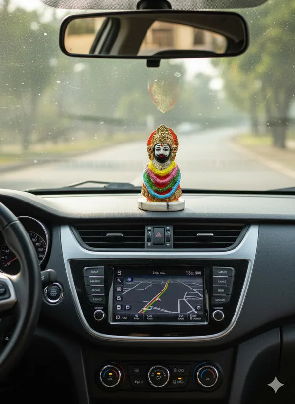 Decorative Khatu Shyam Ji Idol Polyresin Religious Statue 4 Inch for Car Dashboard - Achleshwar
