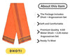 Orange angavastram with gold vertical stripe and patterned woven hem