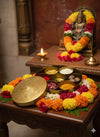 Brass Pooja Box | 7 Dibbi Set for Roli, Chawal, Haldi, Kumkum, Sindoor, Chandan, Turmeric | Traditional Brass Pooja Dani with Lid Holder for Festivals, Vrat & Daily Puja modified this title - Achleshwar