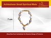 Gray-bead mala with gold-toned spacers and center charm, single loop; 7 cm