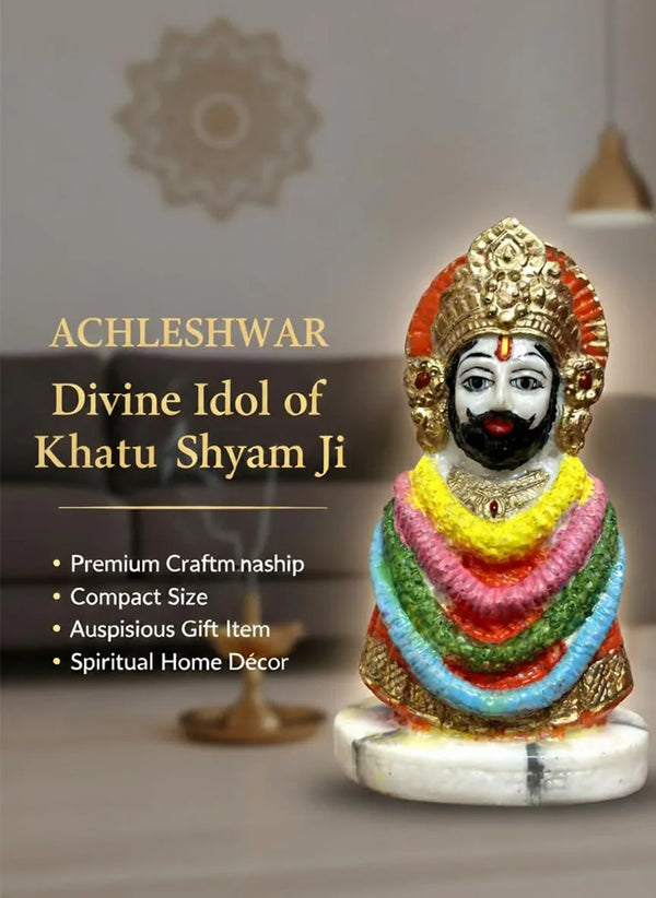Decorative Khatu Shyam Ji Idol Polyresin Religious Statue 4 Inch for Car Dashboard - Achleshwar