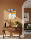 Small wall-hung Hindi calendar with date grid and Krishna illustration