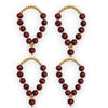 Red bead mala garland with gold spacer beads, four loop view