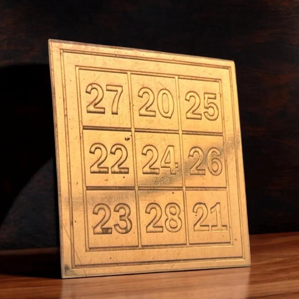 Kuber Card of Abundance For Wallet | Kuber Yantra Numbers Small 2 Inch X 2 Inch Copper Yantra - Achleshwar