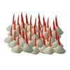 Set of round cotton diya wicks with pointed red tips, arranged upright