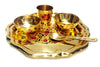 Pure Brass Laddu Gopal Pooja Bhog Set of 5 Pcs Thali Set (1 Dessert Plate/Thali + 2 Bowl + 1 Glass + 1 Spoon)