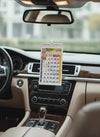 Car hanging calendar with date grid, clipped on dashboard