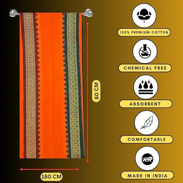 Pure Cotton Best Quality Gamcha/Patka Orange - Achleshwar