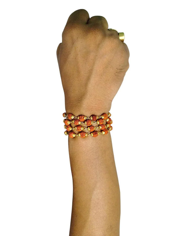 8mm Rudraksha Mala with Golden Caps - Achleshwar
