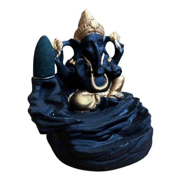 Lord Ganesh Backflow Smoke Fountain Incense Holder with Cones & Sticks - Achleshwar