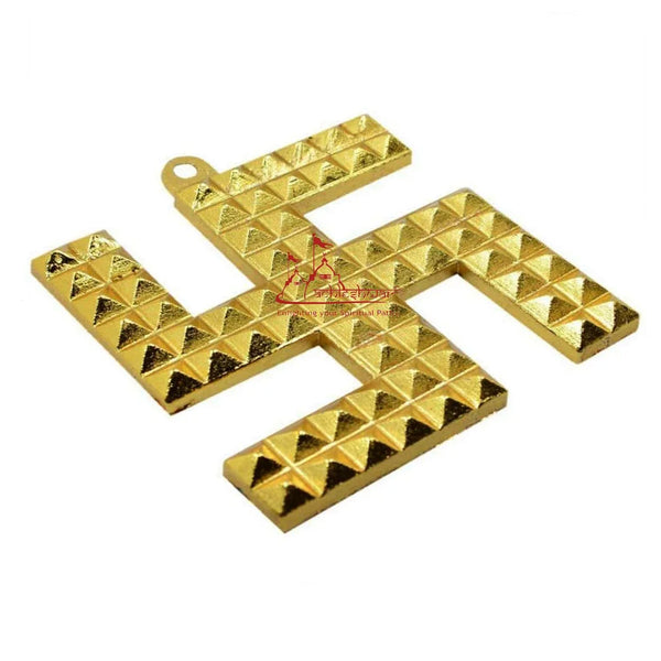 Brass Swastik Pyramid Wall Hanging Traditional Vastu Yantra for Positive Energy - Achleshwar