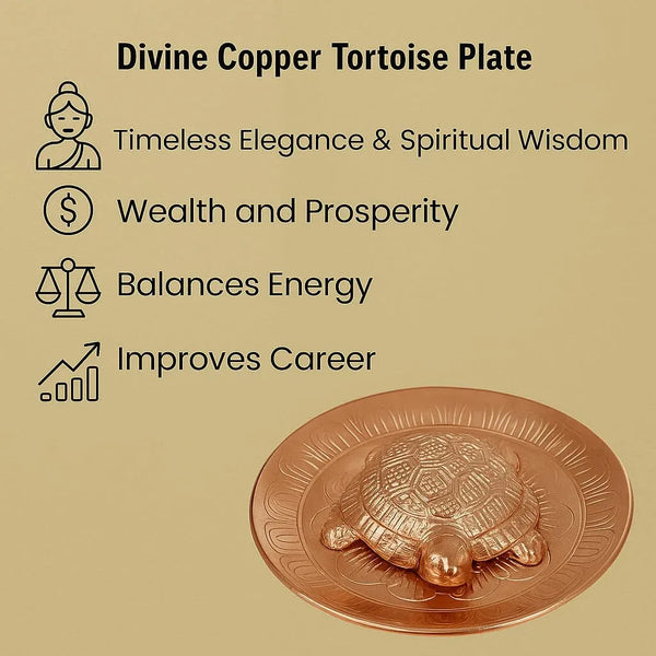 Vastu Feng Shui Designer Copper Tortoise with Plate - Achleshwar