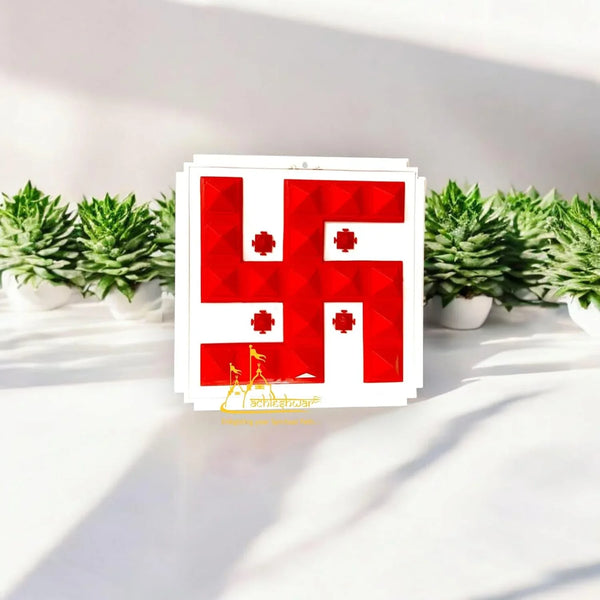 Red Swastik Pyramid Wall Hanging - Achleshwar