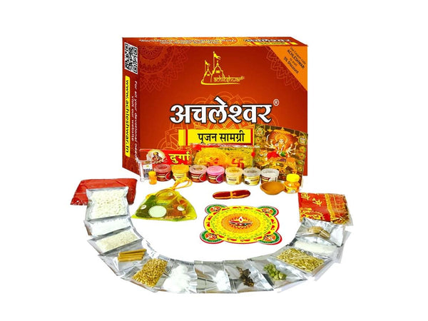 Achleshwar Navratri Puja Kit, Complete 24-Item Durga Pujan Samagri Set with Navdurga Puja Items