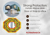 Feng Shui Bagua mirror graphic with yellow-red octagonal frame and center reflective window
