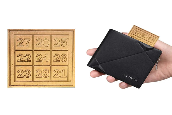 Kuber Card of Abundance For Wallet | Kuber Yantra Numbers Small 2 Inch X 2 Inch Copper Yantra - Achleshwar