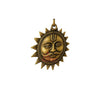 Gold sun face wall hanging pendant with red accents, loop top