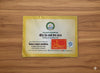 Panchang calendar back cover with yellow panel, logo, and Hindi address details