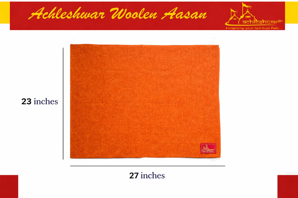 Premium Orange Woolen Aasan (23x27 Inch) – Handcrafted Pooja & Meditation Mat - Achleshwar