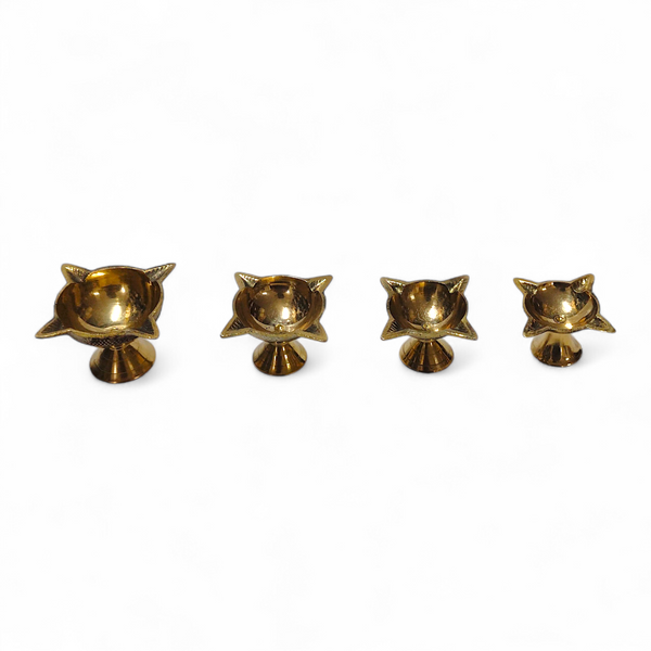 Achleshwar Golden Char Mukhi Brass Diya For Pooja