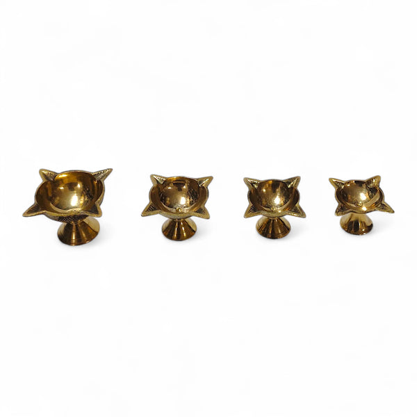 Golden Char Mukhi Brass Diya For Pooja - Achleshwar