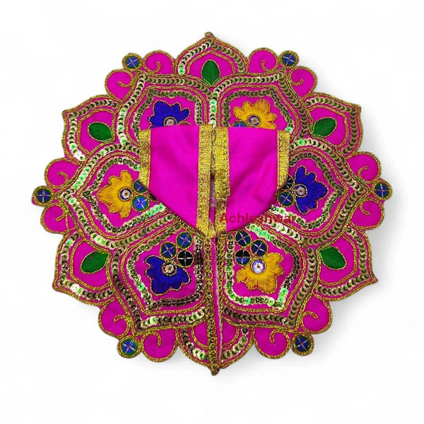 Embroidered pink-and-gold Gopal poshak dress with ornate circular embroidery