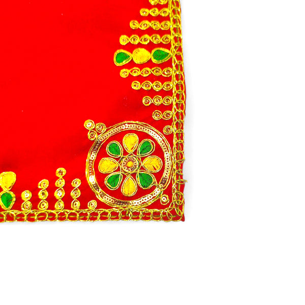 Achleshwar Designer Velvet Embroidered Pooja Red
