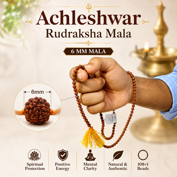 Original 5 Mukhi Rudraksha Mala 108+1 Beads for Daily Jaap Mala & Wearing by Girls Multiple Sizes | Achleshwar