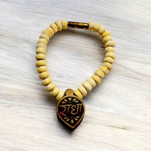 Small Original Tulsi Mala with Radha Pendant Design for God Idol | Mini Garland Haar for Car Dashboard Idols, Statues, and 0–6 No Laddu Gopal | Size: 7 cm (Copy) - Achleshwar