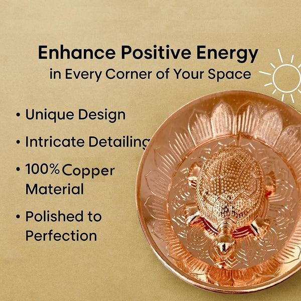 Vastu Feng Shui Designer Copper Tortoise with Plate - Achleshwar