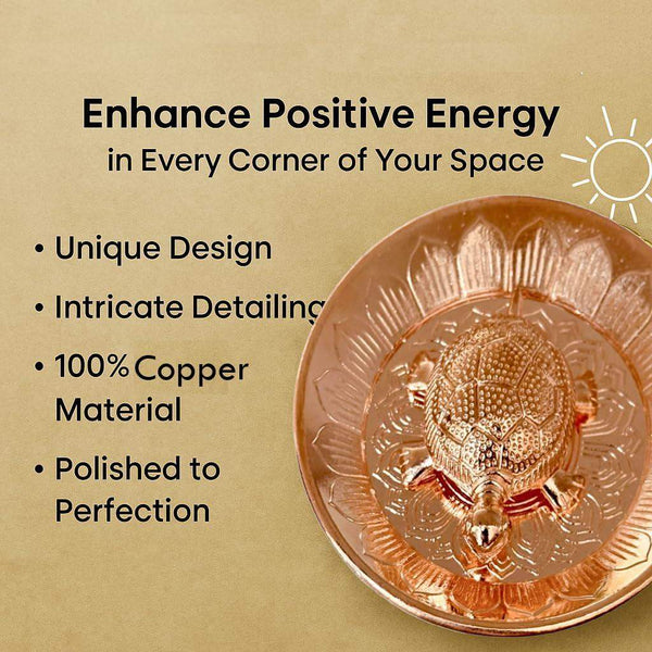 Copper tortoise decorative plate with detailed claws and radiating shell pattern