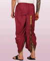 Pure cotton readymade dhoti free size red colour with Thick embroidery border - Achleshwar