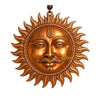 Copper sun face wall hanging featuring stylized facial details and flame rays.