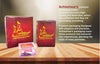 Feng Shui Bagua mirror packaging boxes with gold logo and product card on wood table