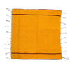 Reversible pooja meditation mat, square orange panel with white fringe and black border lines