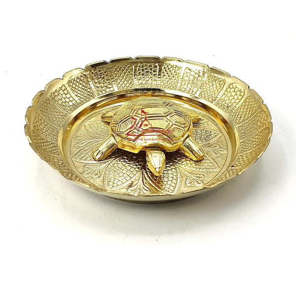 Achleshwar Vastu Feng Shui Designer Brass Tortoise with Plate