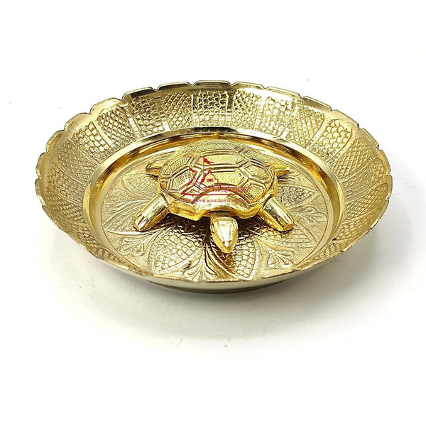 Vastu Feng Shui Designer Brass Tortoise with Plate - Achleshwar