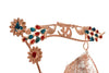 Copper swing support with blue and green bead floral accents and hanging basket
