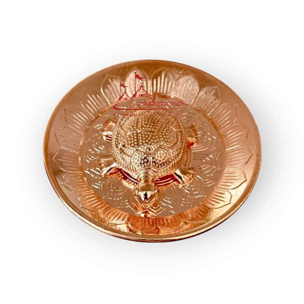 Copper tortoise decorative plate with raised tortoise relief and decorative rim