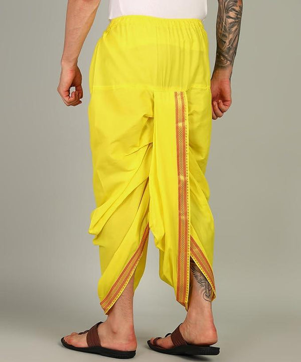 Readymade Dhoti Khadi Mix Cotton Yellow Colour - Achleshwar