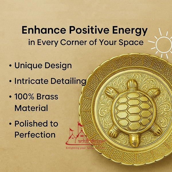 Vastu Feng Shui Designer Brass Tortoise with Plate - Achleshwar