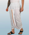Pure cotton readymade dhoti free size white colour with Thick embroidery border - Achleshwar