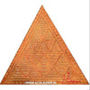 Triangular copper yantra with engraved geometric symbols and border details