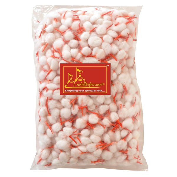 Achleshwar Batti Round Cotton Wicks for Diya, GOL Batti for Puja with Chandan Tip, 1000 Pieces (Pack of 1, Yellow)