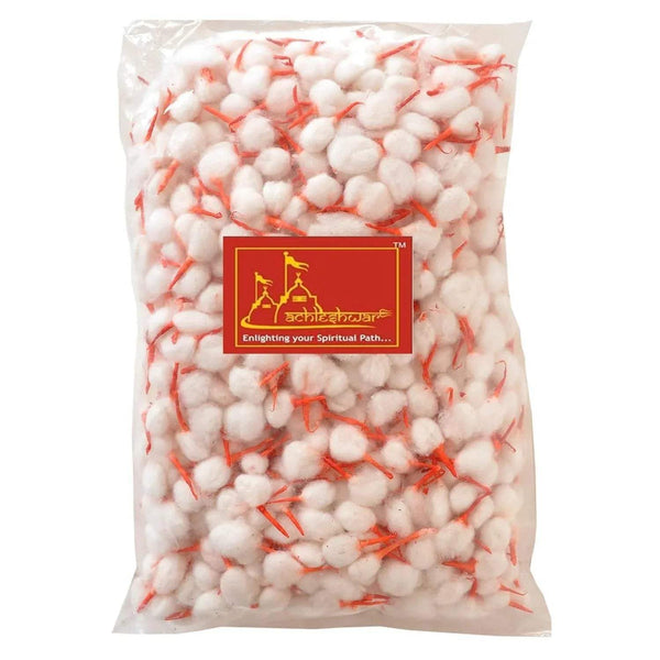 Bag of white cotton diya wicks with red tips, round wick ends