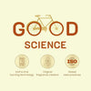 Incense stick packaging graphic with “Good Science” text, lotus icon, and ISO badge