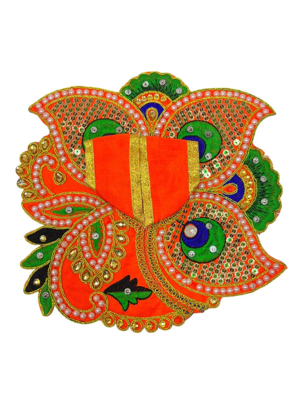 Laddu Gopal poshak/Dress | Bal Gopal Poshak Handmade Peacock Feather Embroidered Dress Size 0 to 6 - Achleshwar