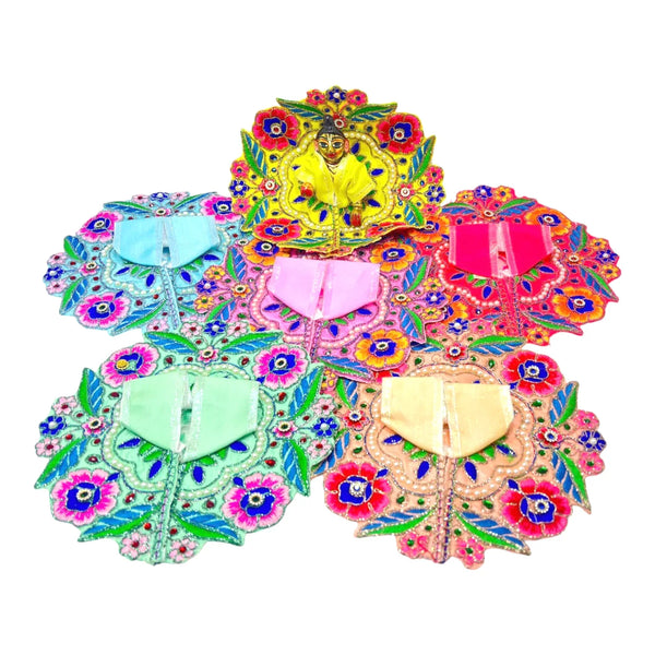 Laddu Gopal poshak/Dress | Bal Gopal Poshak Handmade Flower Embroidered Dress Size 0 to 6 - Achleshwar